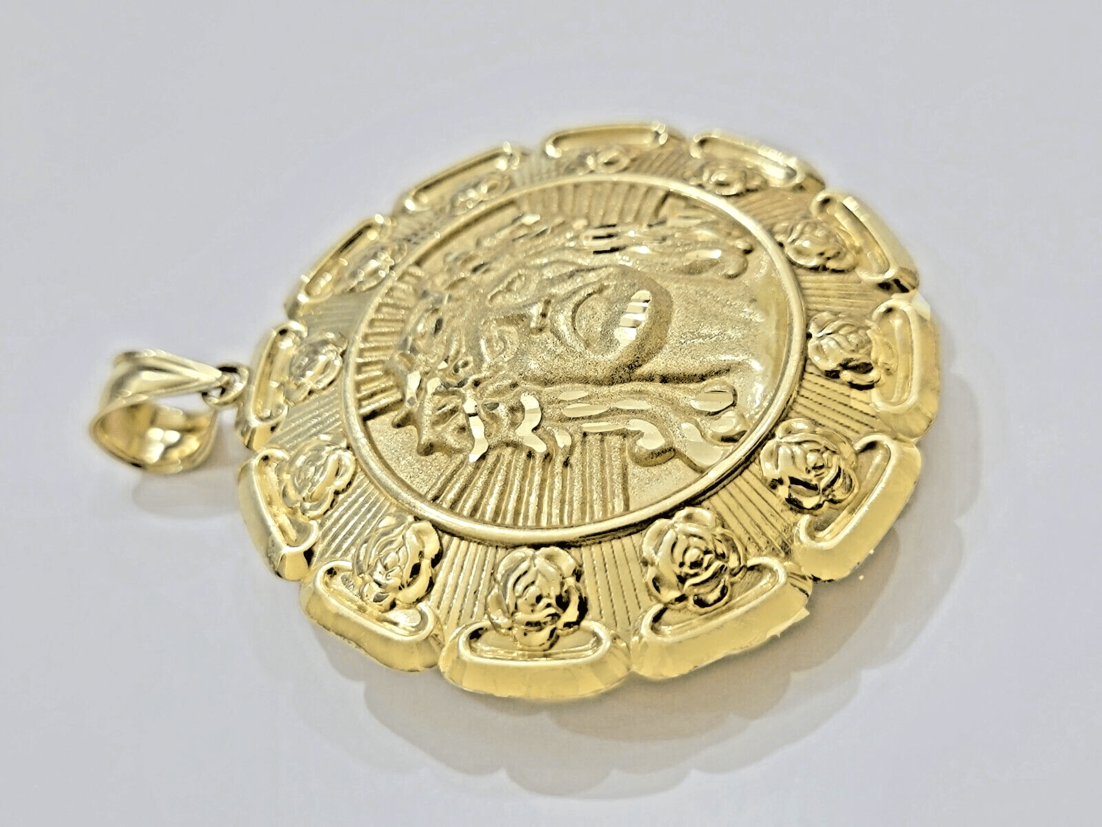 Jesus Virgin Mary Charm Pendant Real 10k Yellow Gold For 10kt Chain Necklace New - GoldenlinQ